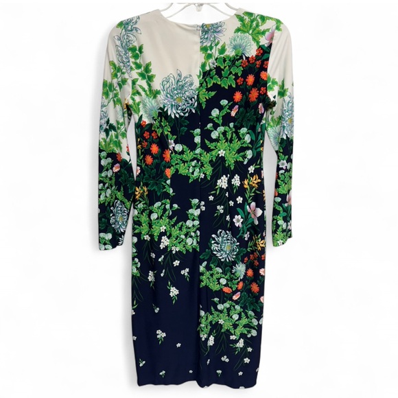 Maggy London Floral Long Sleeve Sheath Dress - Size 2 - Picture 3 of 6